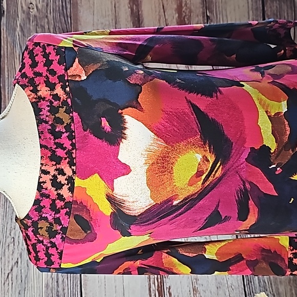 NEW ALFANI MULTI-COLOR 3/4 FLARED SLEEVE LONG TUNIC OR DRESS - Picture 3 of 12